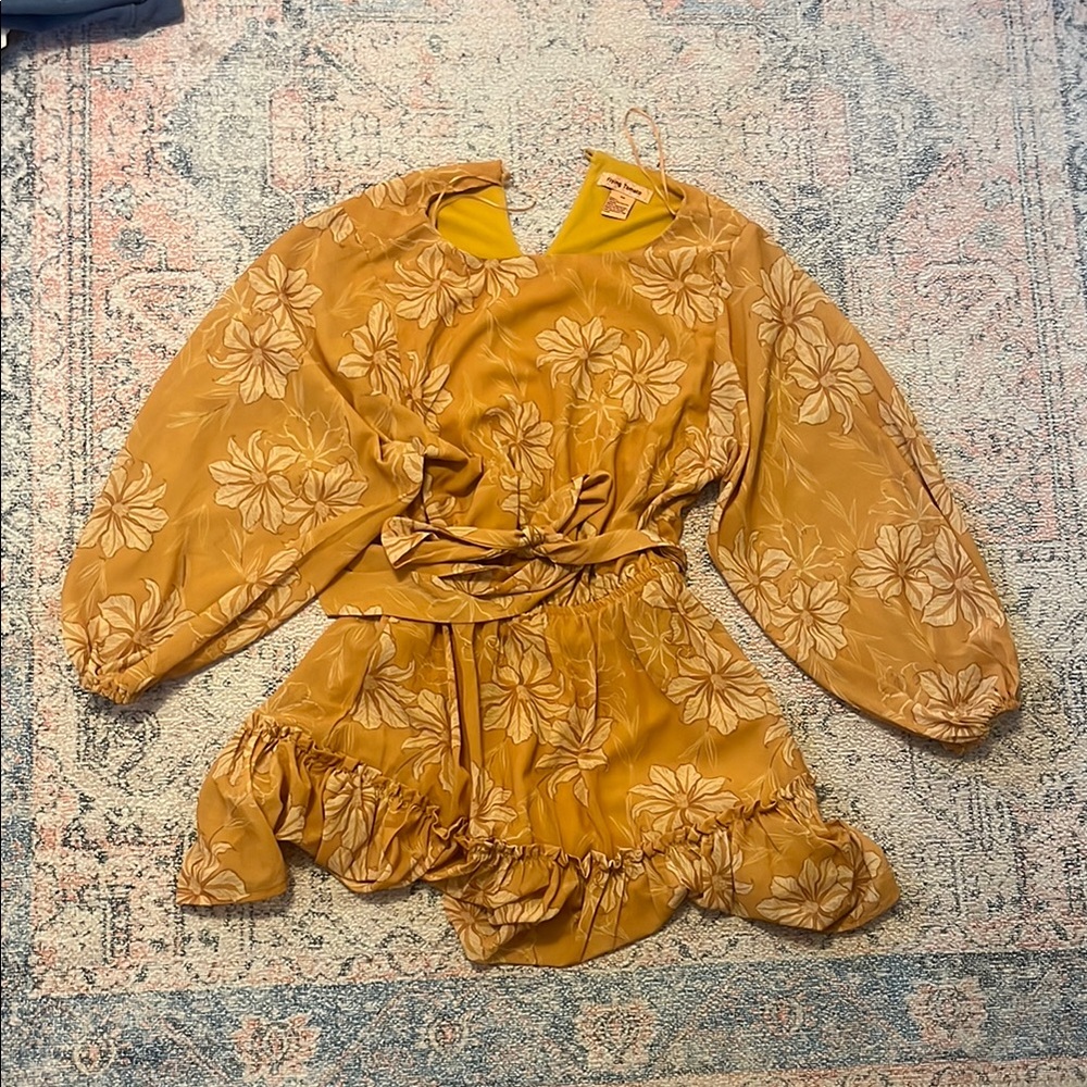 Floral Dress in Mustard Yellow